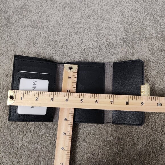 Miniso Life Women's Tri Fold Wallet Black Snap Button Closure Elegant Minimalist - Picture 5 of 5